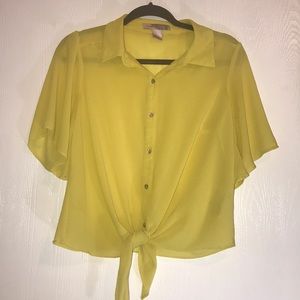 Forever 21 Yellow transparent blouse